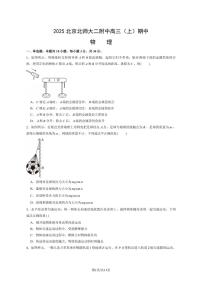 2025北京北师大二附中高三（上）期中物理试卷（含解析）