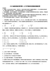 2026届安徽省合肥市第一六八中学高考仿真模拟物理试卷含解析