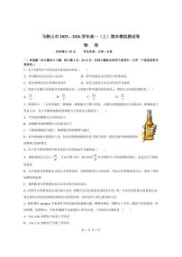 2025—2026学年安徽省马鞍山市高一（上）期末模拟测试卷物理试题（有解析）
