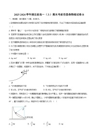 2025-2026学年湖北省高一（上）期末考前仿真卷物理试卷B-自定义类型
