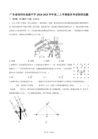 广东省深圳市高级中学2024-2025学年高二上学期期末考试物理试题（含答案）
