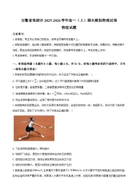 安徽省芜湖市2025-2026学年高一上学期期末模拟物理试卷