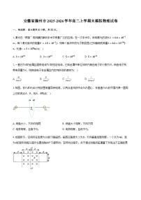 安徽省滁州市2025-2026学年高二上学期末模拟物理试卷（含答案）