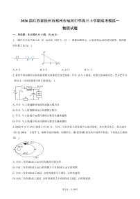2026届江苏省徐州市邳州市运河中学高三上学期迎考模拟一物理试卷（含答案）