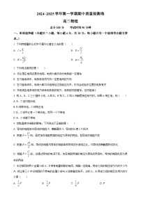 甘肃省武威市凉州区2024-2025学年高二上学期期中质量检测物理试卷（原卷版）-A4