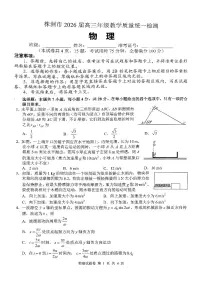 湖南省株洲市2026届高三上学期教学质量统一检测（一模）物理试题（扫描版附答案）