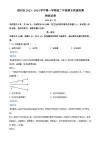 北京市通州区2023-2024学年高二上学期1月期末考试物理试题  含解析