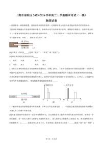 上海市崇明区2025-2026学年高三上学期期末考试（一模）物理试卷（含解析）
