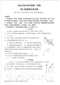 上海市上海交通大学附属中学2025～2026学年高三上期末考试物理试卷(无答案)