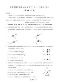 重庆实验外国语学校2025-2026学年度高三年级上学期1月期末考试（七）物理试卷（无答案）