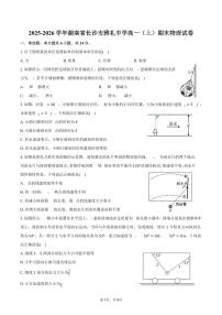 2025-2026学年湖南省长沙市雅礼中学高一（上）期末物理试卷（含答案）