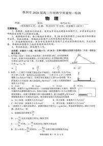 湖南省株洲市2025-2026学年高三上学期一模物理试题（图片版，含答案）