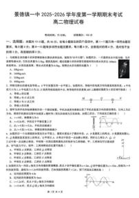 2025-2026学年江西省景德镇一中高二上学期期末考试物理试卷（含解析）