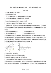 2025-2026学年山东省泰安市高二上学期学期期末物理试卷（含答案）
