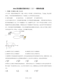 2026届安徽省芜湖市高三（上）一模物理试题（含解析）高考模拟