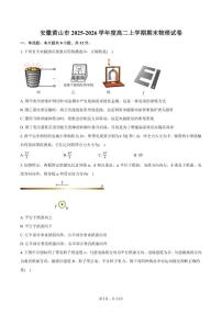 2025-2026学年安徽省黄山市度高二上学期期末物理试卷（含答案）