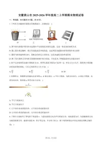 2025-2026学年安徽省黄山市度高二上学期期末物理试卷（含答案）