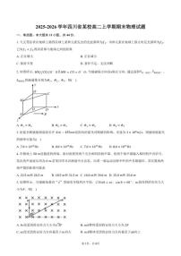 2025-2026学年四川省某校高二上学期期末物理试卷（含答案）