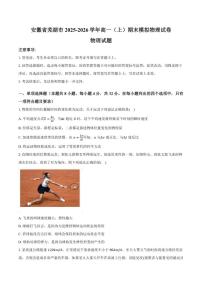 2025-2026学年安徽省芜湖市高一（上）期末模拟物理试卷（含答案）