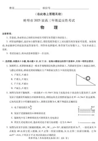 2025届安徽省蚌埠市高三下学期适应性考试物理试题（含答案）