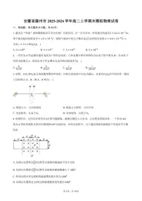 2025-2026学年安徽省滁州市高二上学期末模拟物理试卷（含答案）
