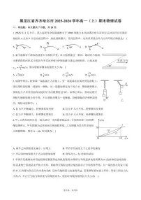 2025-2026学年黑龙江省齐齐哈尔市高一（上）期末物理试卷（含答案）
