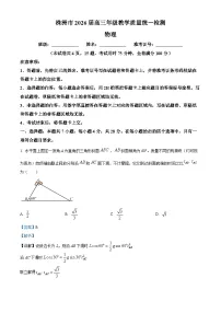 湖南省株洲市2026届高三上学期一模物理试卷（Word版附解析）