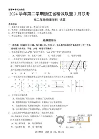 浙江省精诚联盟2024-2025学年高二下学期3月联考物理试题（含答案）