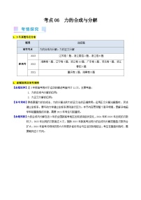高考物理一轮复习考点精讲精练考点06 力的合成与分解（2份，原卷版+解析版）