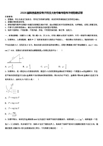 2026届陕西省西安电子科技大附中高考临考冲刺物理试卷含解析