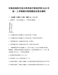 河南省南阳市省示范性高中联谊学校2025年高一上学期期末物理模拟试卷含解析
