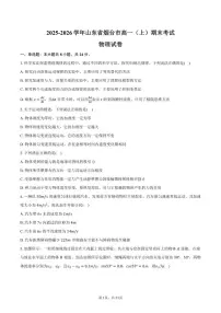 2025-2026学年山东省烟台市高一（上）期末物理试卷（含解析）