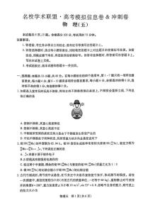 河南省名校学术联盟2025届高三下学期模拟冲刺（五）物理试题（含答案）