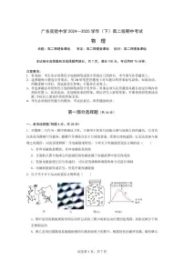 广东实验中学2024-2025学年高二下学期期中考试 物理试卷（含答案）