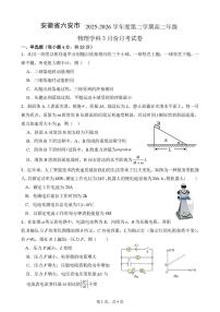 安徽省六安市重点高中2025-2026学年高二下学期3月月考试卷 物理（PDF图片版）