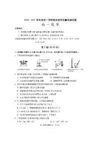 2020-2021学年陕西省渭南市大荔县高一上学期期末考试化学试题 PDF版