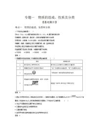 2022版高考化学选考山东专用一轮总复习集训：专题一物质的组成、性质及分类 —基础集训