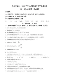 福建省漳州市2020-2021学年高一上学期期末考试化学试题（含答案）