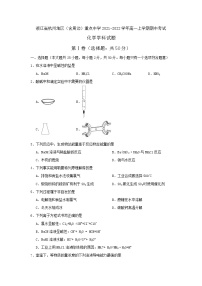 2021-2022学年浙江省杭州地区（含周边）重点中学高一上学期期中考试化学试卷