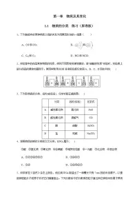 高中化学必修一 1.1 物质的分类 练习原卷版)