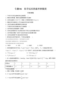 高中化学必修2 专题06 化学反应的速率和限度专项训练新原卷版）