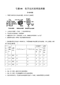 高中化学必修2 专题08 化学反应原理选择题专项训练新原卷版）