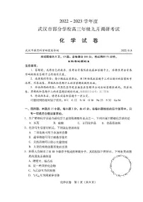 2022-2023学年度武汉市部分学校高三年级九月调研考试化学试题及答案