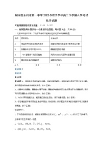 湖南省永州市第一中学2022-2023学年高三化学上学期入学考试试卷（Word版附解析）