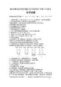 2023湖北省重点高中智学联盟高一上学期10月联考试题化学含答案