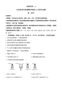 2021山东省新高考质量测评联盟高一上学期12月联考化学试卷含答案