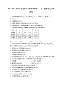 2021-2022学年广东省深圳市西乡中学高二（上）期中考试化学试卷（含答案解析）