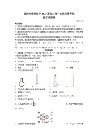 2023届浙江省温州市普通高中高三第一次适应性考试（一模）化学试题及答案