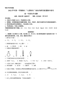 2023浙江省“七彩阳光”新高考研究联盟高一上学期期中联考试题化学含答案