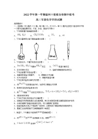 浙江省温州十校联合体2022-2023学年高二化学上学期期中联考试题（Word版附答案）